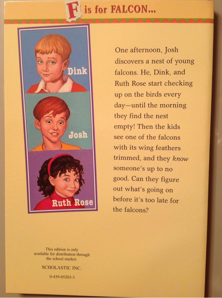 A-Z Mysteries F: The Falcon’s Feathers - RON ROY[ illustrated by john steven gurney] (Scholastic - Paperback) book collectible [Barcode 9780439052030] - Main Image 2