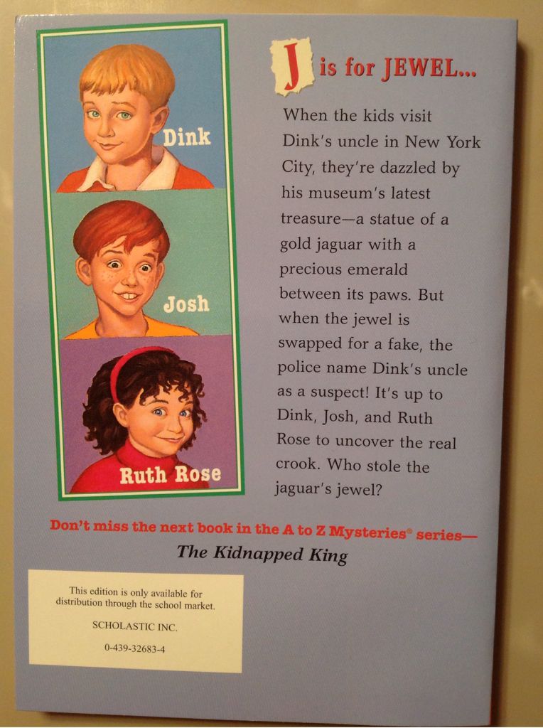 A-Z Mysteries J: The Jaguar’s Jewel - Ron Roy (Scholastic Inc - Paperback) book collectible [Barcode 9780439326834] - Main Image 2