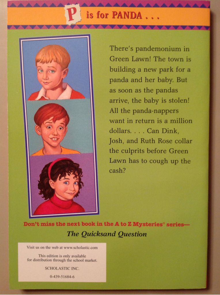 A-Z Mysteries P: The Panda Puzzle - Ron Roy (Scholastic Inc - Paperback) book collectible [Barcode 9780439516846] - Main Image 2