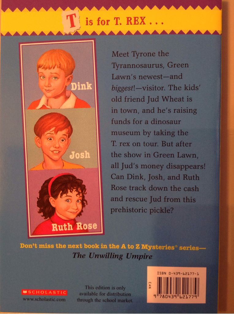 A-Z Mysteries T: Talking T. Rex - Ron Roy (Scholastic Inc - Paperback) book collectible [Barcode 9780439621779] - Main Image 2