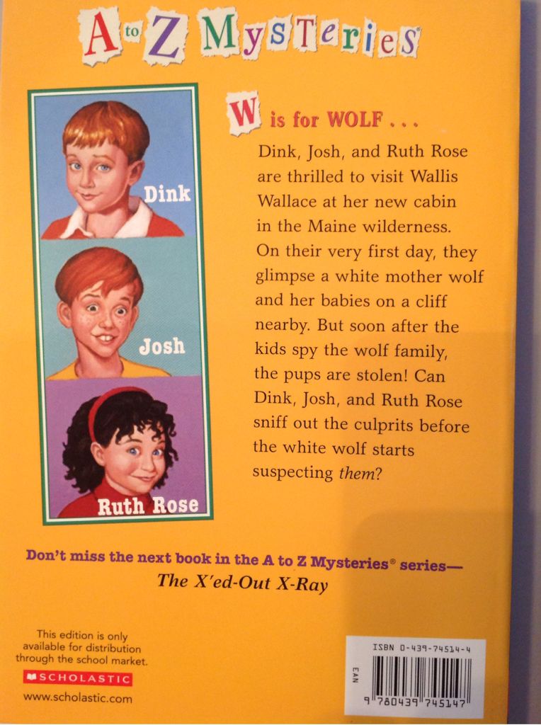 A to Z Mysteries: White Wolf - Ron Roy (Scholastic Inc - Paperback) book collectible [Barcode 9780439745147] - Main Image 2