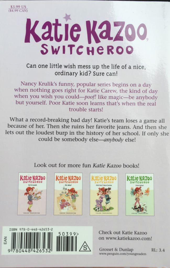 Katie Kazoo Switcheroo #1 Anyone But Me - Nancy Krulik (Penguin - Paperback) book collectible [Barcode 9780448426532] - Main Image 2