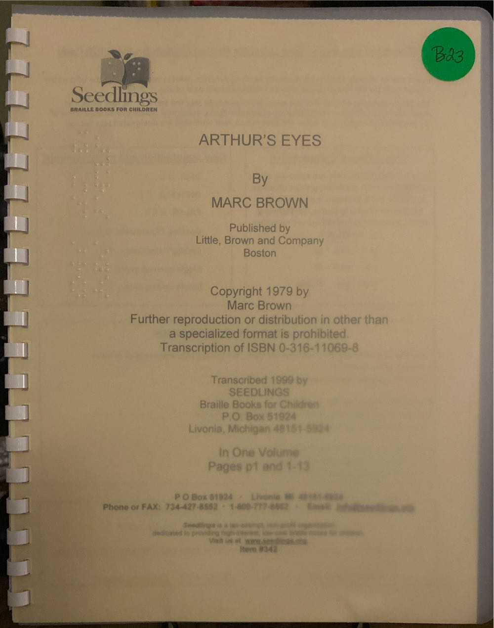 Arthur’s Eyes - Marc Brown (Little, Brown Books for Young Readers - Paperback) book collectible [Barcode 9780316110693] - Main Image 3