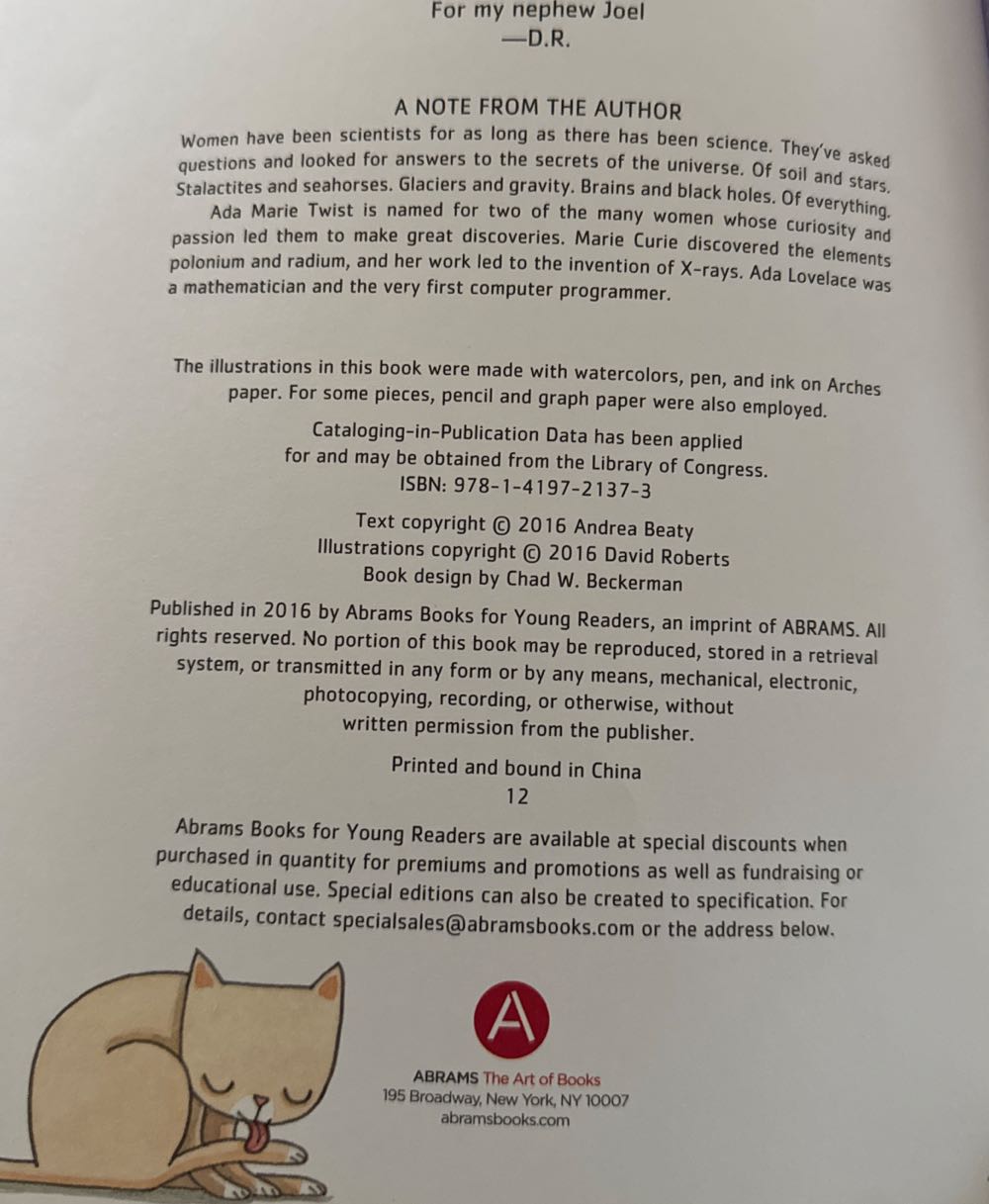 Ada Twist, Scientist - Caldecott - David Roberts (Abrams Young Readers - Hardcover) book collectible [Barcode 9781419721373] - Main Image 4