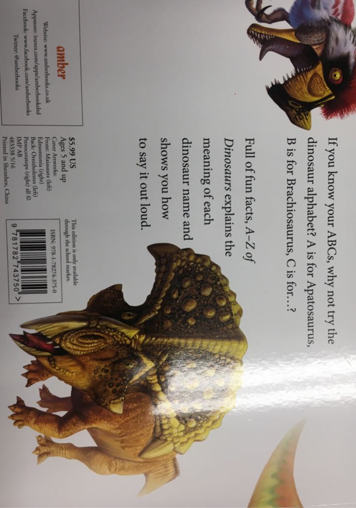 A-Z Of Dinosaurs - Kieron Connolly (Amber Books Ltd - Paperback) book collectible [Barcode 9781782743750] - Main Image 2