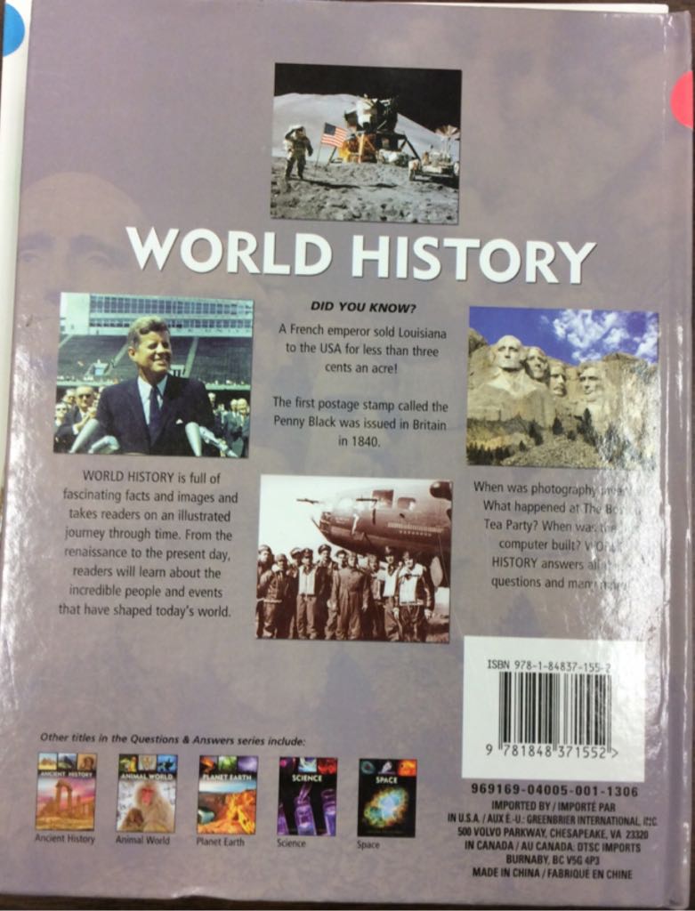World History - Parragon (Simon & Schuster - Hardcover) book collectible [Barcode 9781848371552] - Main Image 2