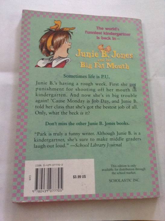 Junie B. Jones #3: And Her Big Fat Mouth - Barbara Park (Scholastic Inc - Paperback) book collectible [Barcode 9780439077705] - Main Image 2