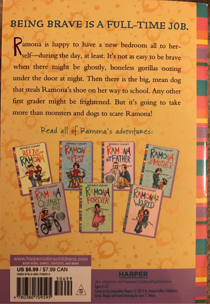 Ramona the Brave (3) - Beverly Cleary (Harper Trophy - Paperback) book collectible [Barcode 9780380709595] - Main Image 2