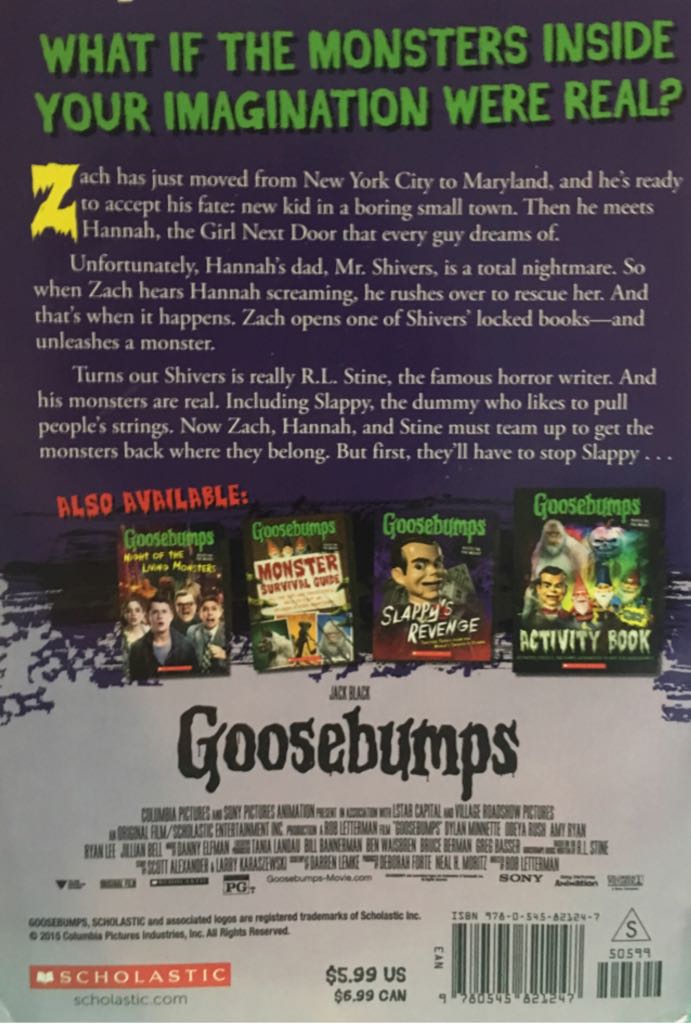 Goosebumps: Movie Novel - R. L. Stine (A Scholastic Press - Paperback) book collectible [Barcode 9780545821247] - Main Image 2