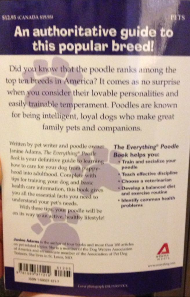 The Everything Poodle Book - Janine Adams (- Kindle) book collectible [Barcode 9781593371210] - Main Image 2