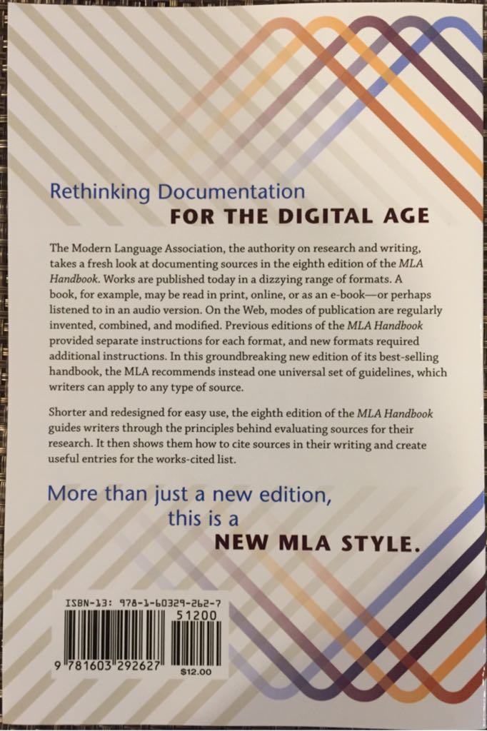 MLA Handbook - Modern Language Association Of America (Modern Language Association of America - Paperback) book collectible [Barcode 9781603292627] - Main Image 2