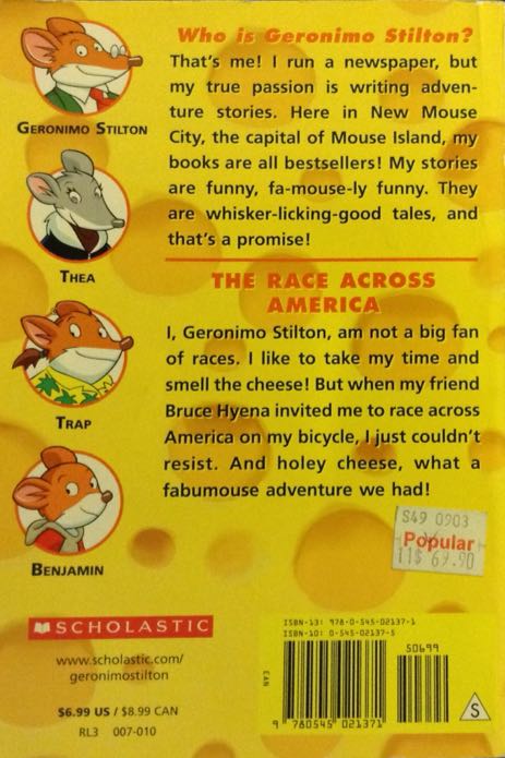 Geronimo Stilton #37: The Race Across America - Geronimo Stilton (Scholastic Inc. - Paperback) book collectible [Barcode 9780545021371] - Main Image 2