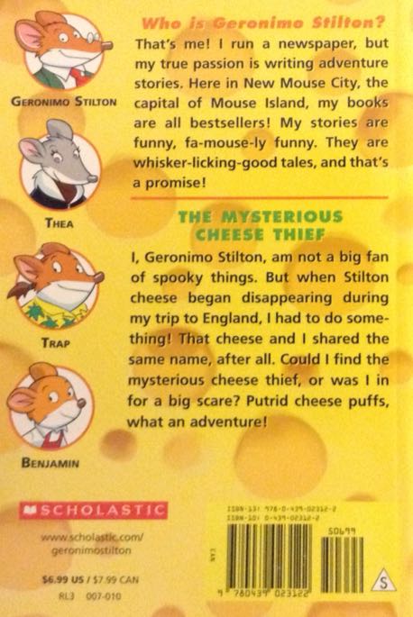 Geronimo Stilton #31: The Mysterious Cheese Thief - Geronimo Stilton (Scholastic Inc. - Paperback) book collectible [Barcode 9780439023122] - Main Image 2