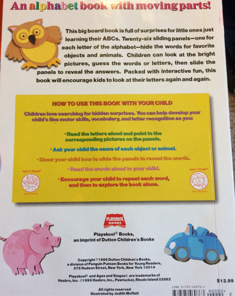 ABC Slide - Board Book - Judith Moffatt (Playskool Books) book collectible [Barcode 9780525460763] - Main Image 2