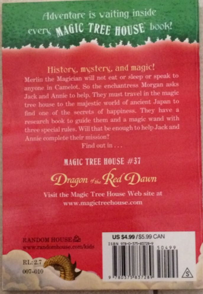 MTHMM 37: Dragon of the Red Dawn - Mary Pope Osborne (A Random House Book - Paperback) book collectible [Barcode 9780375837289] - Main Image 2