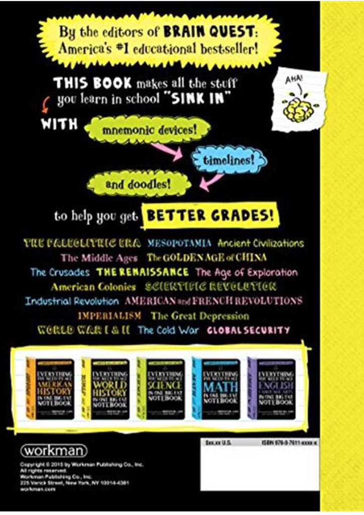 Everything You Need to Ace World History in One Big Fat Notebook - Workman Publishing (Workman Publishing Co., Inc. - Paperback) book collectible [Barcode 9780761160946] - Main Image 2
