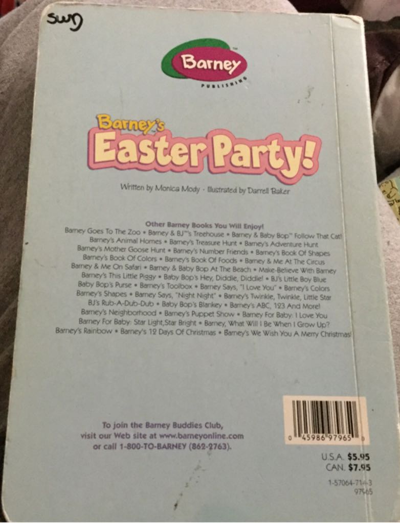 Barney’s Easter Party! - Darrell Baker (Scholastic) book collectible [Barcode 9781570647147] - Main Image 2