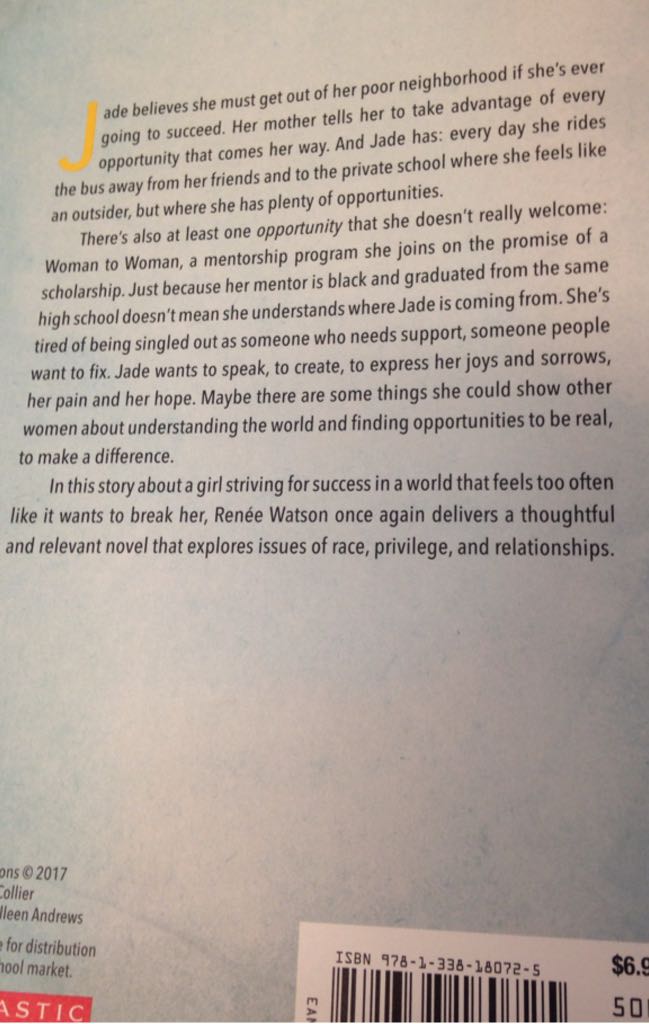 Piecing Me Together - Renee Watson (Scholastic Inc - Paperback) book collectible [Barcode 9781338180725] - Main Image 2