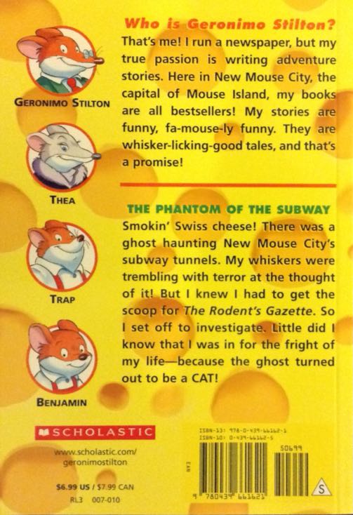 Geronimo Stilton #13: The Phantom Of The Subway - Geronimo Stilton (Scholastic Inc. - Paperback) book collectible [Barcode 9780439661621] - Main Image 2