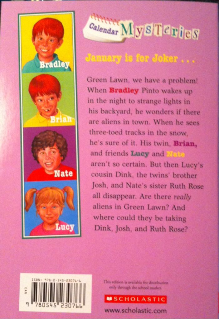 Calendar Mysteries #1 January Joker - Ron Roy (Scholastic Paperbacks - Paperback) book collectible [Barcode 9780545230766] - Main Image 2