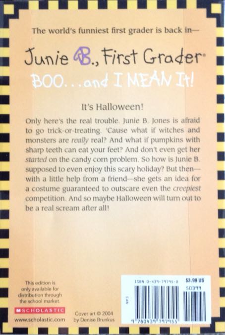 Junie B.- First Grader #24: BOO...and I MEAN IT! - Barbara Park (Scholastic Inc - Paperback) book collectible [Barcode 9780439797955] - Main Image 2