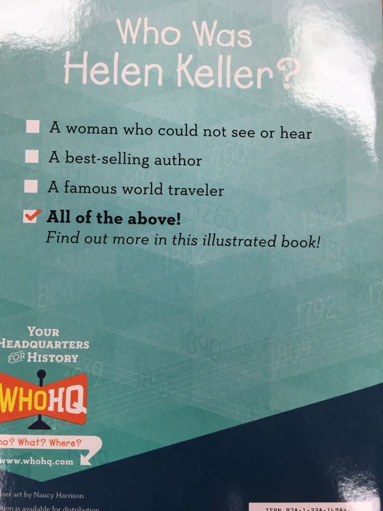 Who Was Helen Keller - Gare Thompson book collectible [Barcode 9781338169843] - Main Image 2