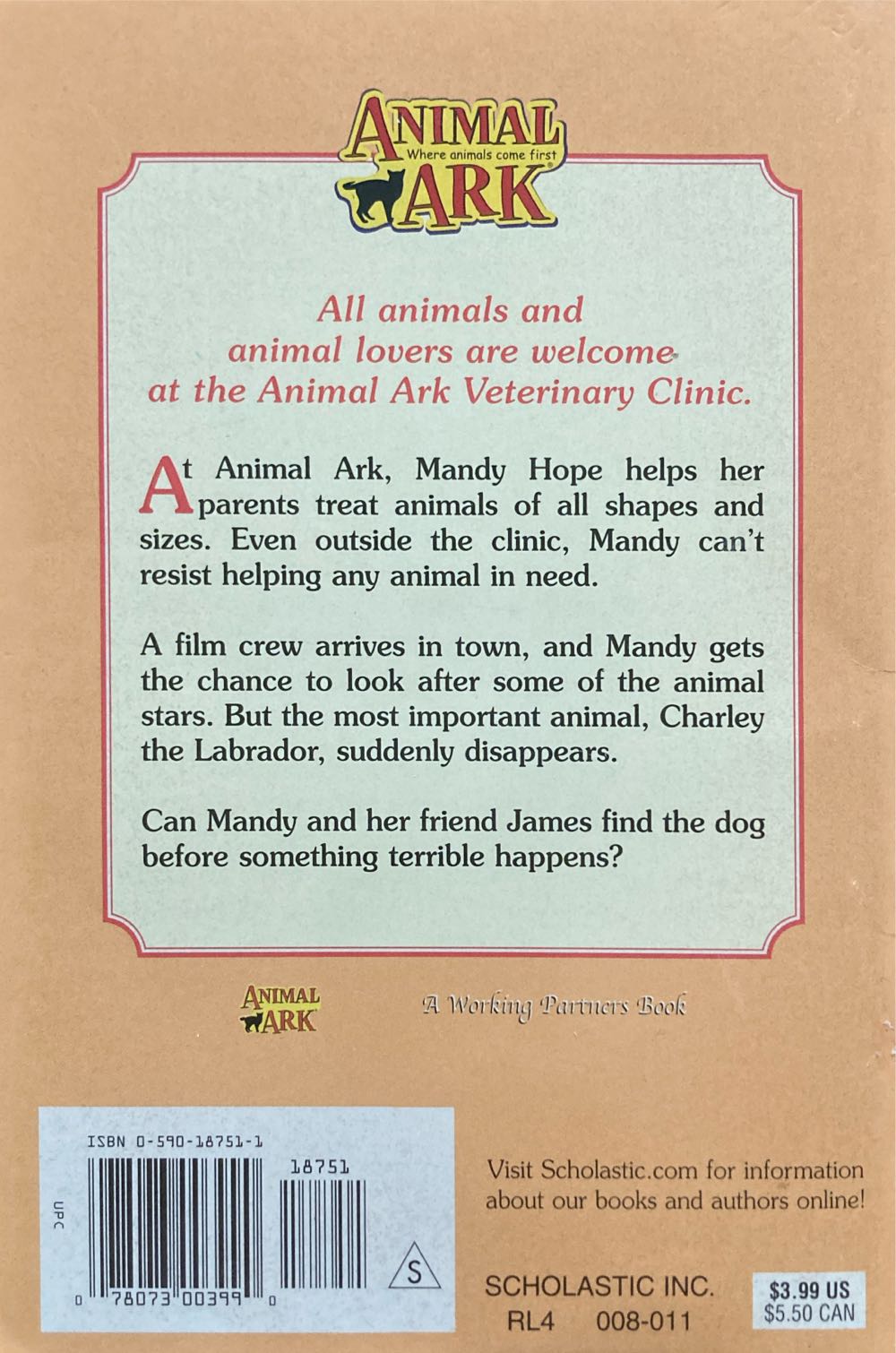 Animal Ark: Puppies In The Pantry - Ben M. Baglio (Scholastic Paperbacks - Paperback) book collectible [Barcode 9780590187510] - Main Image 2