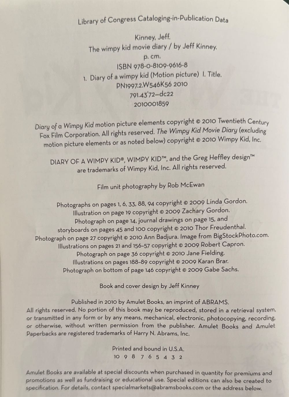 Diary of a Wimpy Kid: Movie Diary - Jeff Kinney (Amulet Books - Hardcover) book collectible [Barcode 9780810996168] - Main Image 3