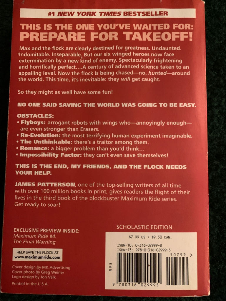 Maximum Ride : 3 Saving The World And Other Extreme Sports - James Patterson book collectible [Barcode 9780316029995] - Main Image 2