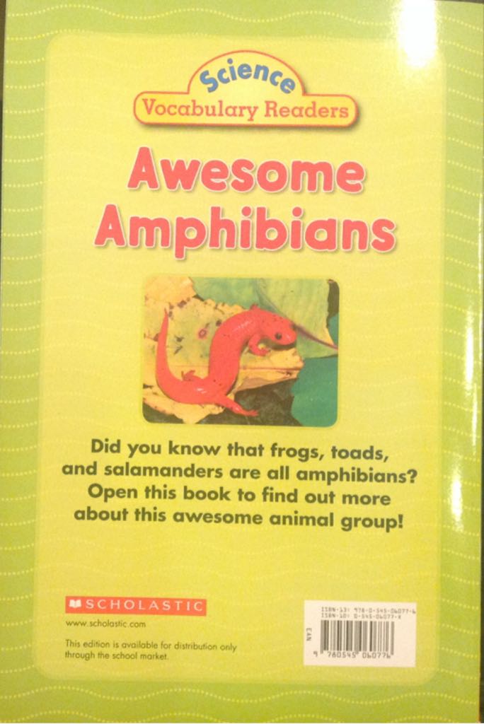 Awesome Amphibians - Jeff Bauer (Scholastic - Paperback) book collectible [Barcode 9780545060776] - Main Image 2