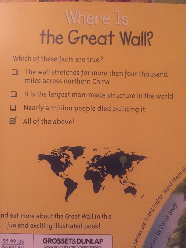 Where Is the Great Wall? - Patricia Brennan Demuth (Grosset & Dunlap - Paperback) book collectible [Barcode 9780448483580] - Main Image 2