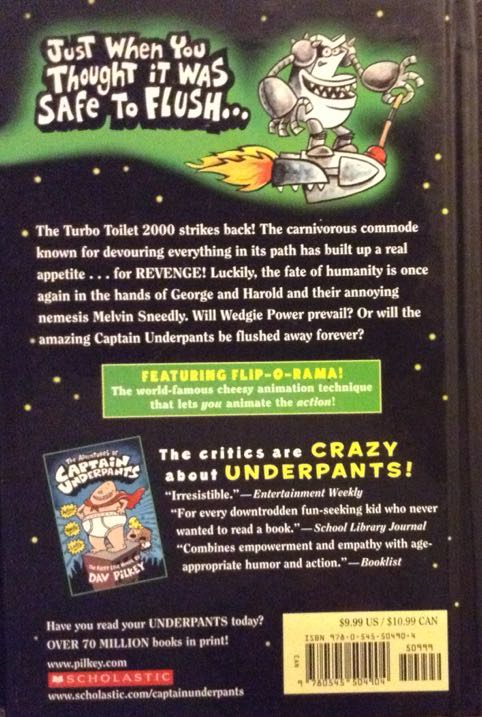 CU 11: And The Tyrannical Retaliation Of The Turbo Toilet 2000 - Dav Pilkey (Scholastic Inc - Hardcover) book collectible [Barcode 9780545504904] - Main Image 2