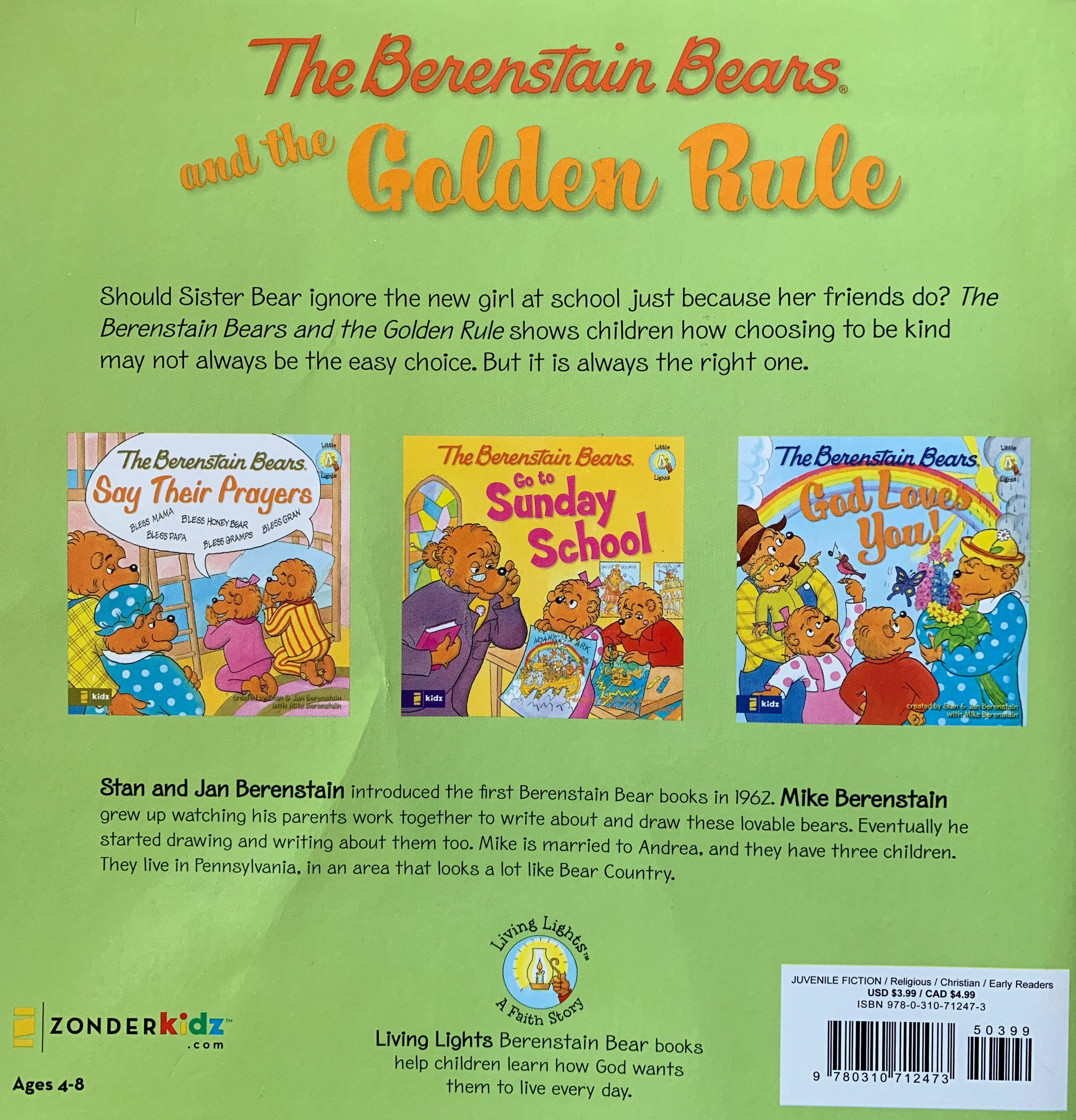 The Berenstain Bears and the Golden Rule (Berenstain Bears/Living Lights) - Mike Berenstain (Zonderkidz - Paperback) book collectible [Barcode 9780310712473] - Main Image 2