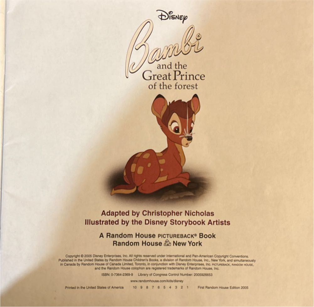 Disney Bambi and the Great Prince of the Forest - Christopher Nicholas (Disney Books for Young Readers - Paperback) book collectible [Barcode 9780736423694] - Main Image 3