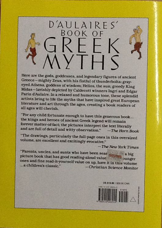 D’Aulaires’: Book of Greek Myths - Edgar Parin d’Aulaire (Dell Yearling - Paperback) book collectible [Barcode 9780440406945] - Main Image 2