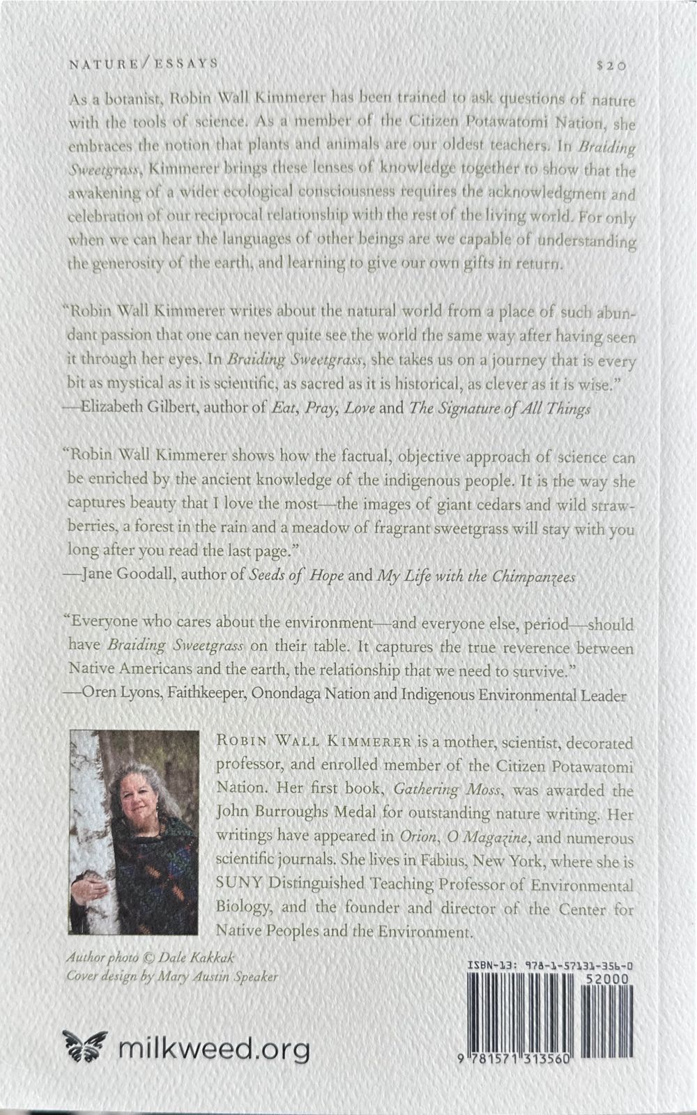Braiding Sweetgrass: Indigenous Wisdom, Scientific Knowledge, and the Teachings of Plants - Robin Wall Kimmerer (Milkweed Editions - Paperback) book collectible [Barcode 9781571313560] - Main Image 2
