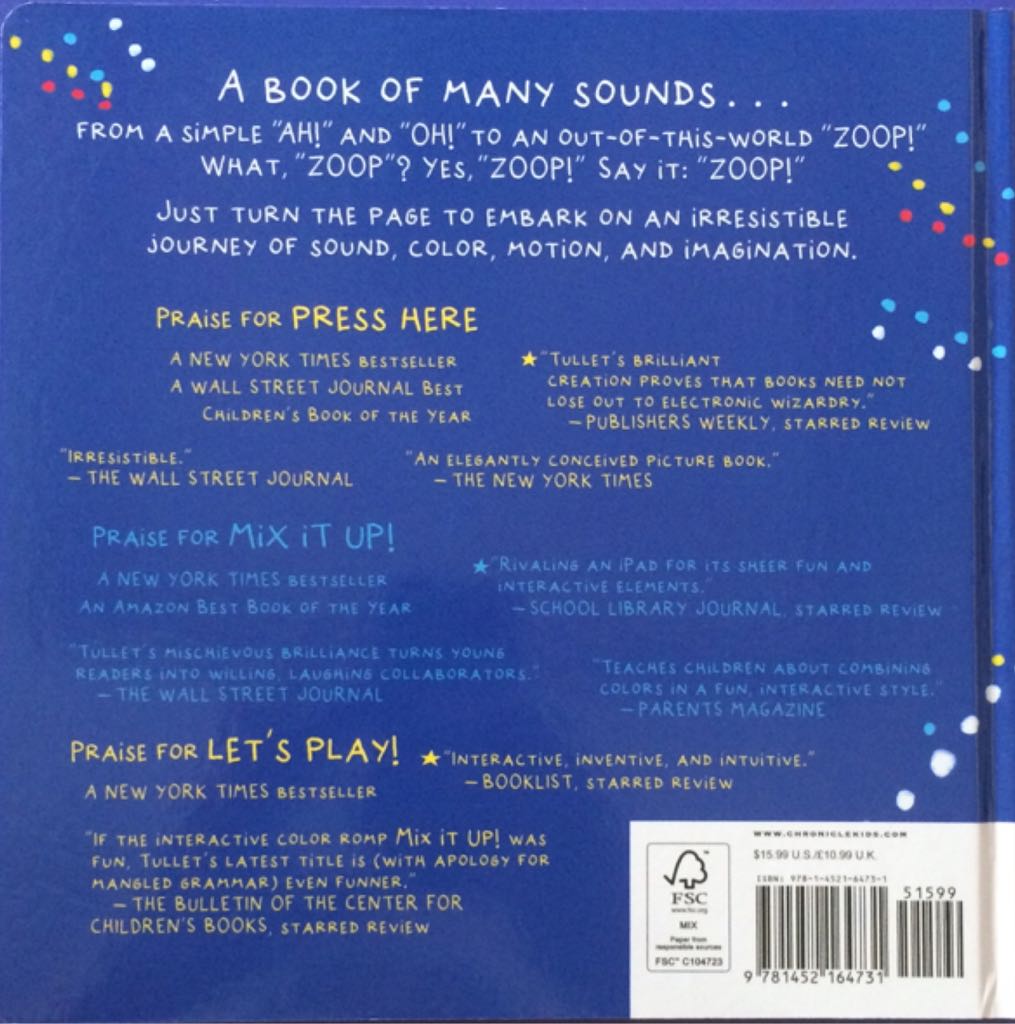 Say Zoop! - Hervé Tullet (Chronicle Books - Hardcover) book collectible [Barcode 9781452164731] - Main Image 2