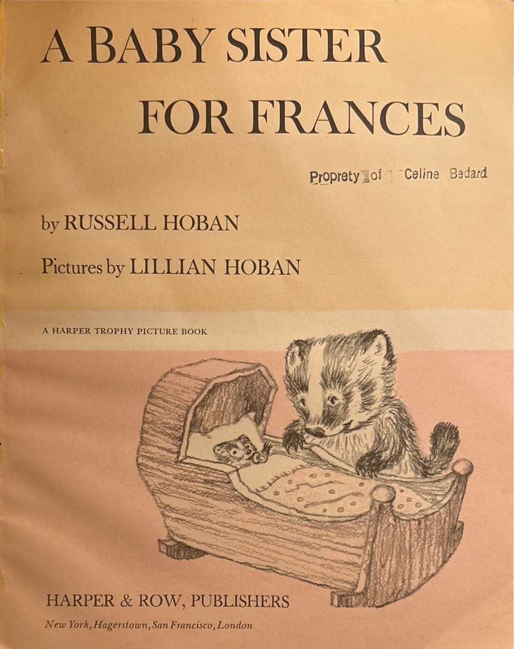 A Baby Sister For Frances - Russell Hoban (Harper & Row, Publishers - Paperback) book collectible [Barcode 9780590318976] - Main Image 3
