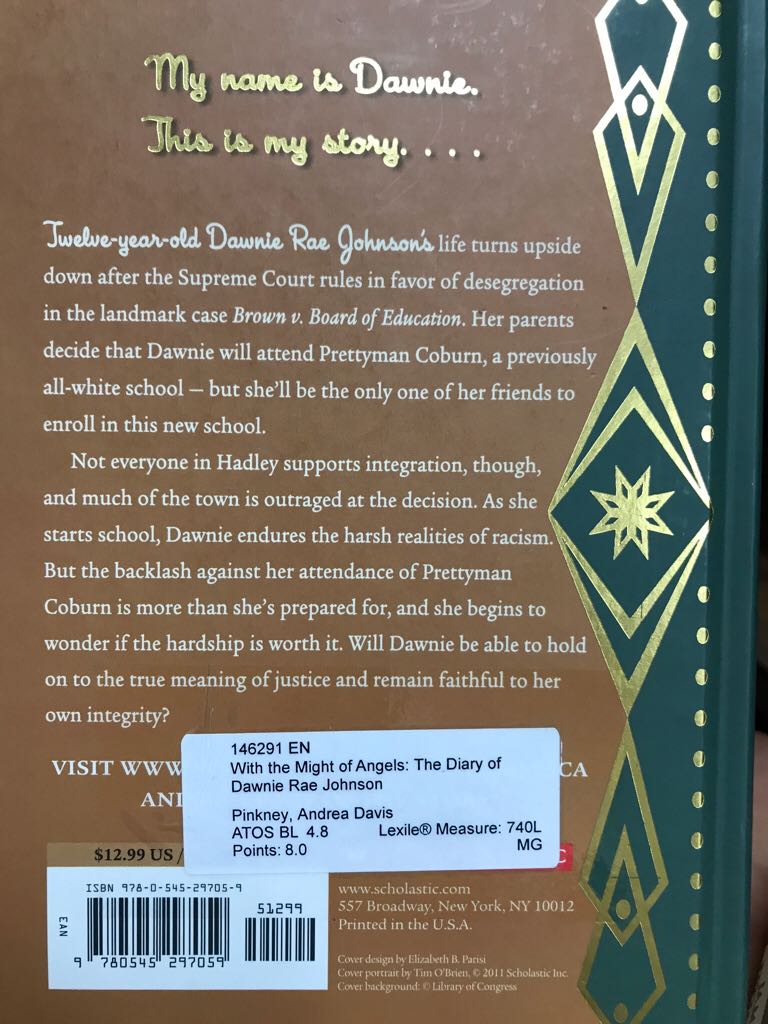 Dear America - The Diary Of Dawnie Rae Johnson 1954 - Andrea Davis Pinkney (- Hardcover) book collectible [Barcode 9780545297059] - Main Image 2