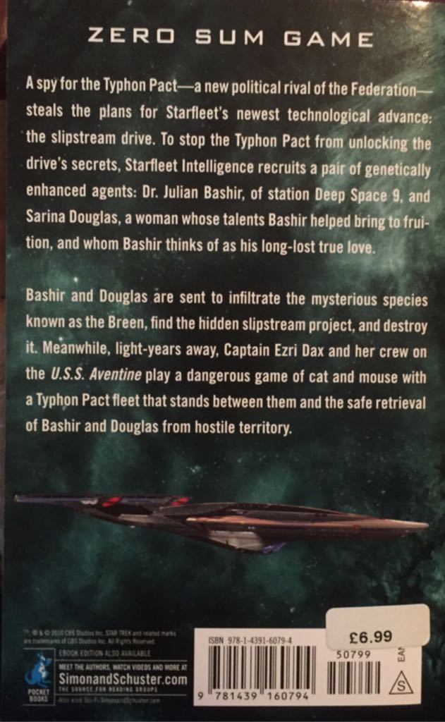 Star Trek: Typhon Pact: Zero Sum Game - David Mack (Pocket Books - Paperback) book collectible [Barcode 9781439160794] - Main Image 2