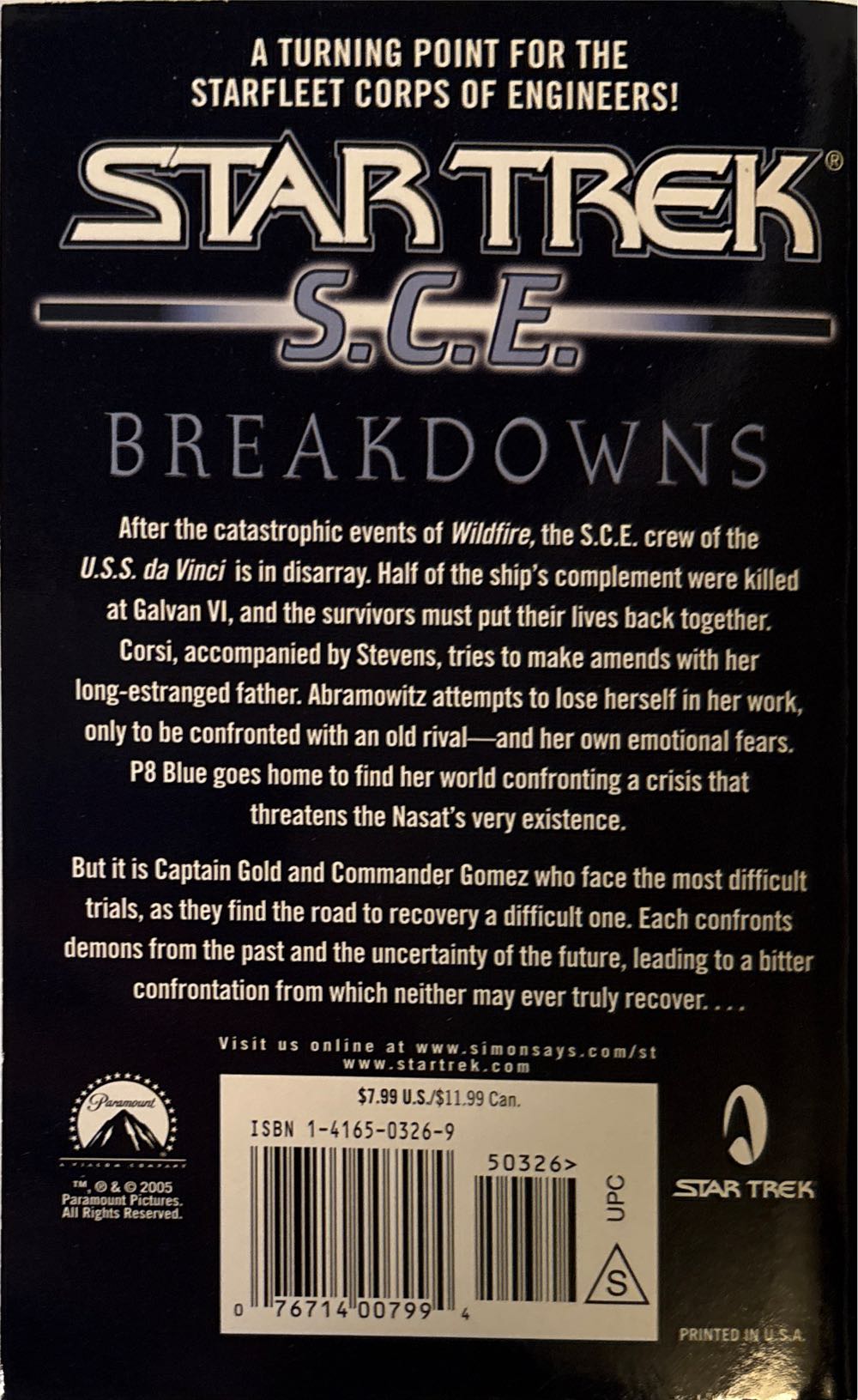 Star Trek: S.C.E.: Book 7: Breakdowns - Kevin Dilmore (Pocket Books/Star Trek - Paperback) book collectible [Barcode 9781416503262] - Main Image 2
