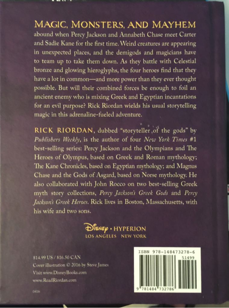 Demigods & Magicians: Percy and Annabeth Meet the Kanes - Rick Riordan (Disney-Hyperion - Hardcover) book collectible [Barcode 9781484732786] - Main Image 2