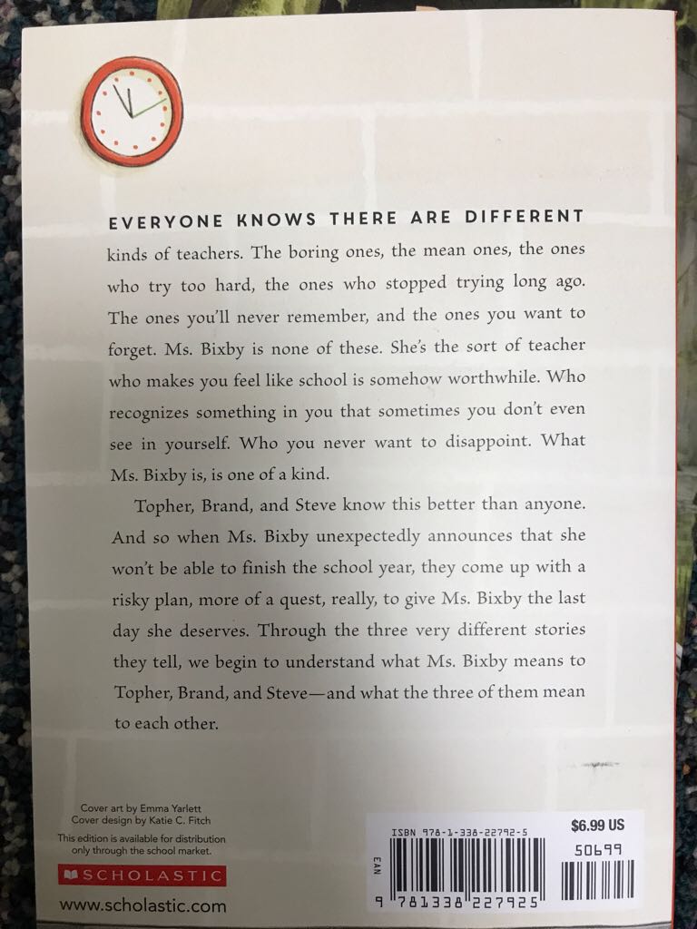 Ms. Bixby’s Last Day - John David Anderson (Scholastic - Paperback) book collectible [Barcode 9781338227925] - Main Image 2