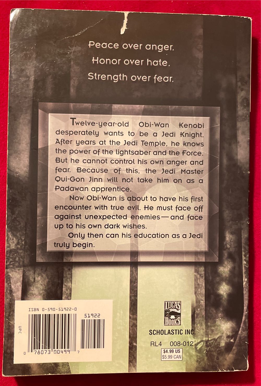 Star Wars Jedi Apprentice 1: The Rising Force - Dave Wolverton (Scholastic Inc - Paperback) book collectible [Barcode 9780590519229] - Main Image 2