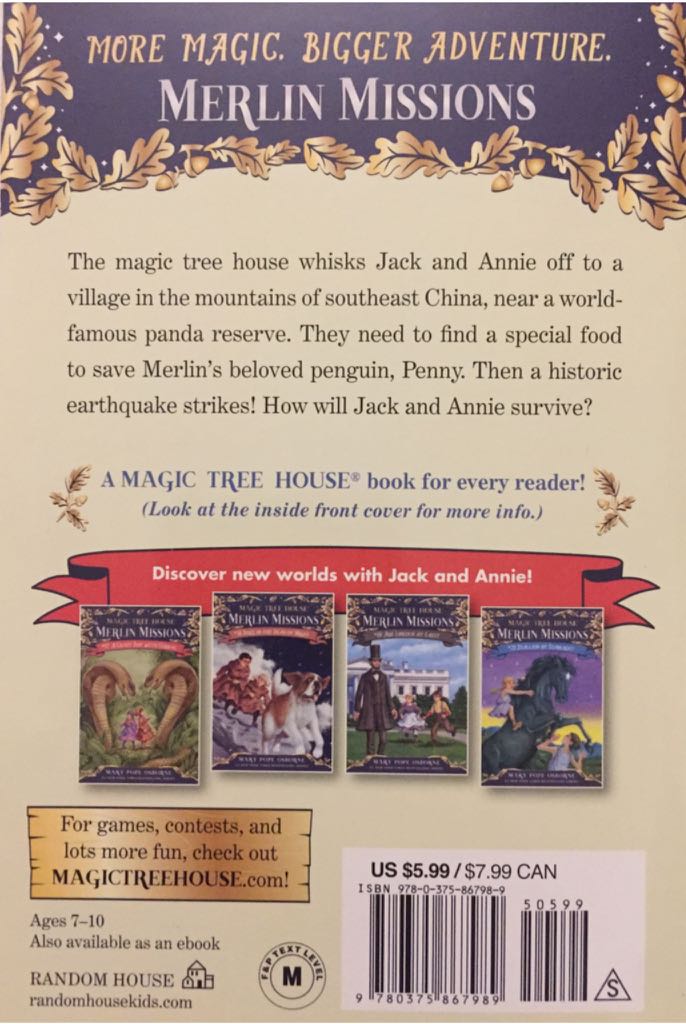 Magic Tree House #48: A Perfect Time for Pandas - Mary Pope Osborne (Random House Books for Young Readers - Paperback) book collectible [Barcode 9780375867989] - Main Image 2