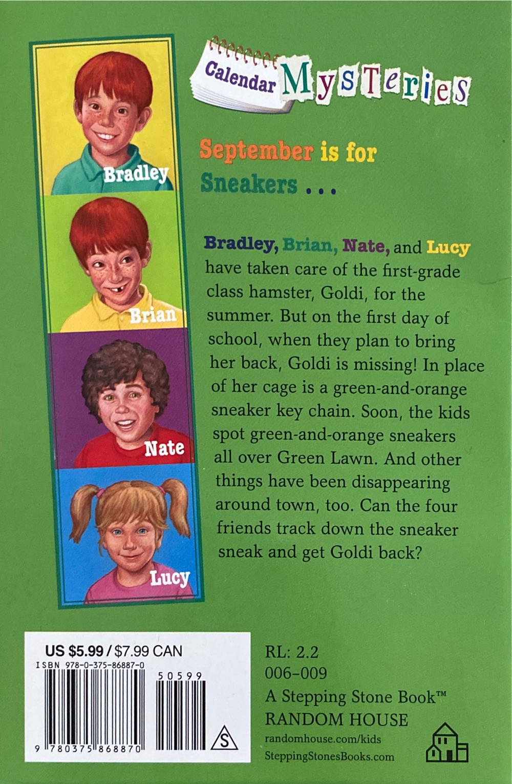 Calendar Mysteries #9: September Sneakers - Ron Roy (A Stepping Stone Book - Paperback) book collectible [Barcode 9780375868870] - Main Image 2