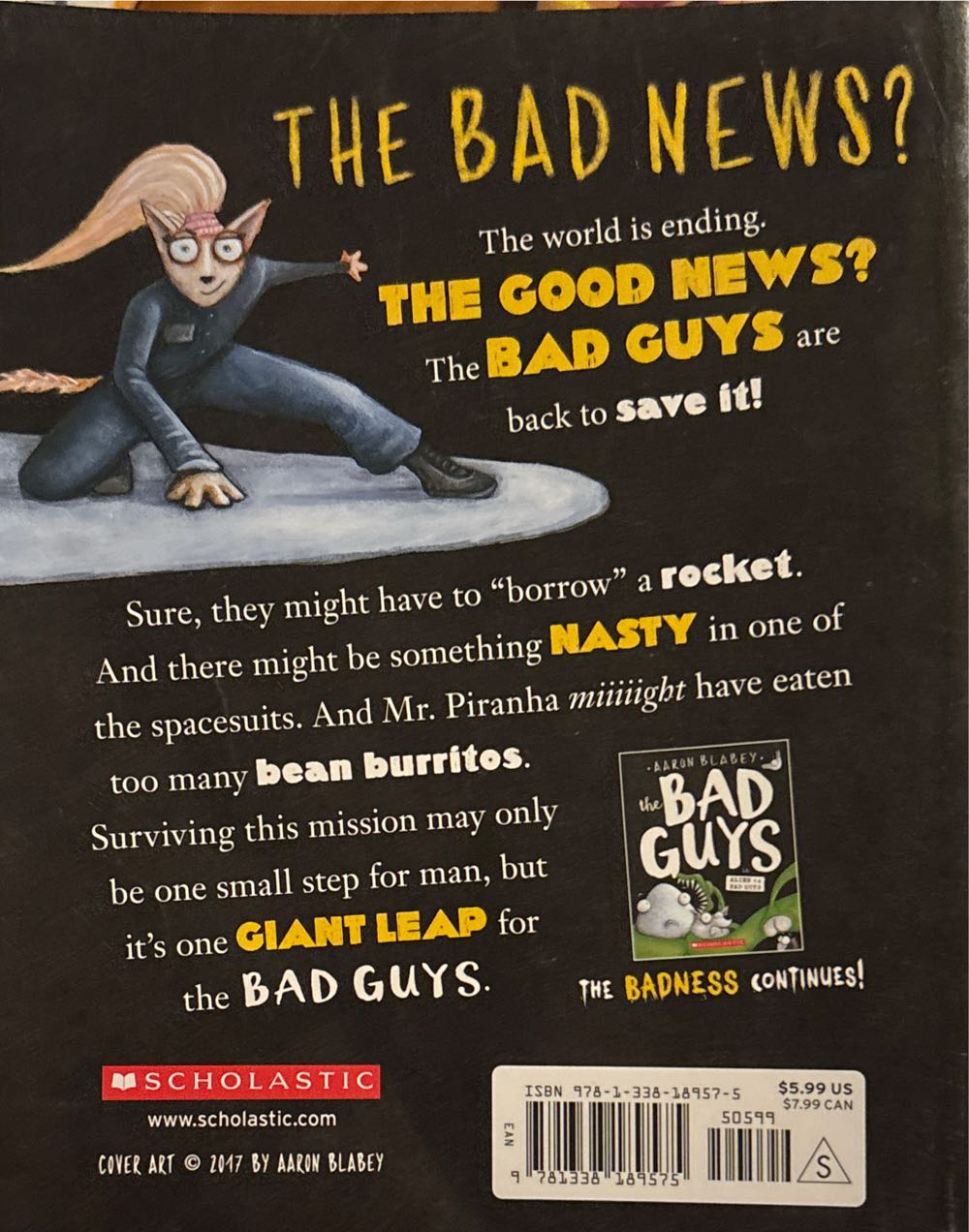 Bad Guys #5: In Intergalactic Gas - Aaron Blabey (- Paperback) book collectible [Barcode 9781338189575] - Main Image 2