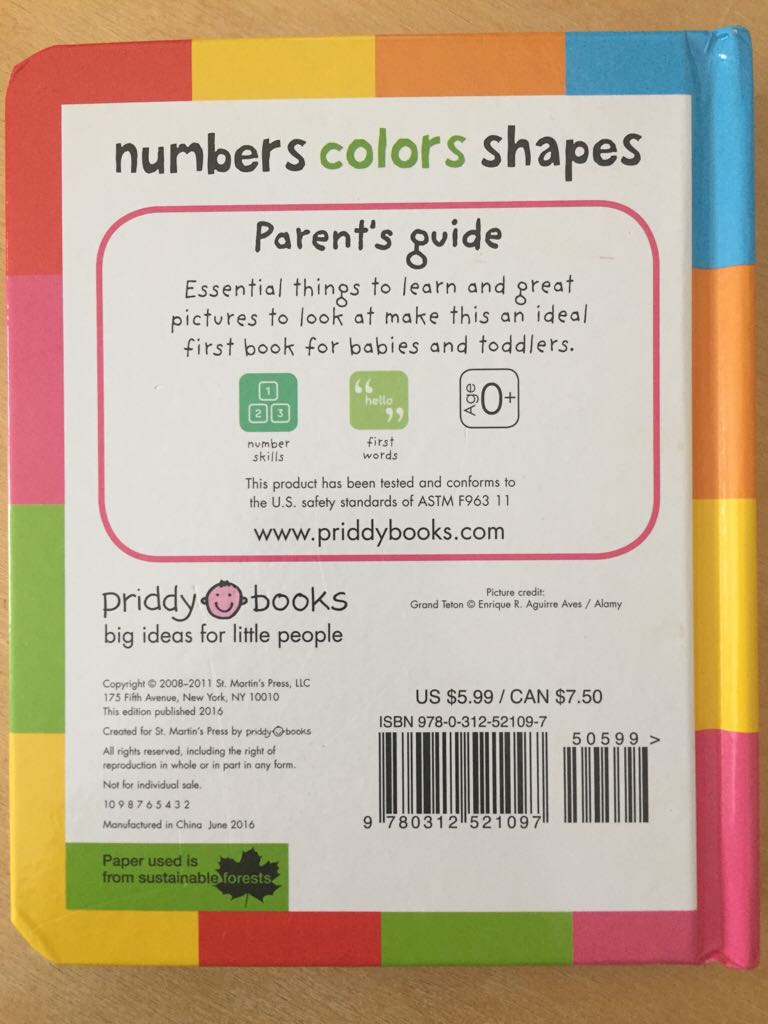 Numbers, Colors, Shapes - Priddy Books (- Hardcover) book collectible [Barcode 9780312521097] - Main Image 2