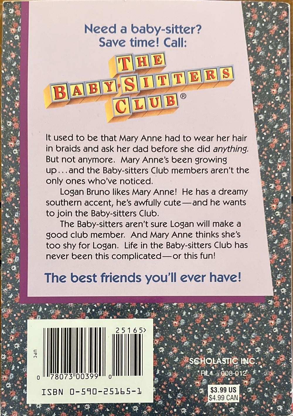 BSC #10- Logan Likes Mary Anne! - Ann M. Martin (Scholastic, Inc. - Paperback) book collectible [Barcode 9780590251655] - Main Image 2