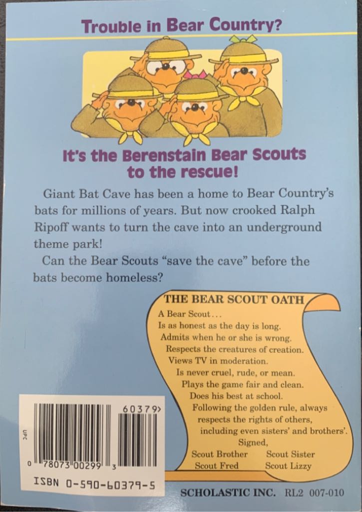 Berenstain Bear Scouts In Giant Bat Cave - Stan & Jan Berenstain (Scholastic Inc. - Paperback) book collectible [Barcode 9780590603799] - Main Image 2